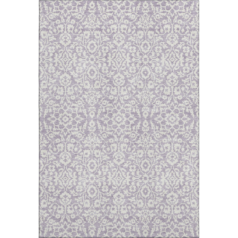 Premium Machine Washable Prisco Lavender Rug, Rectangle 8' x 10'