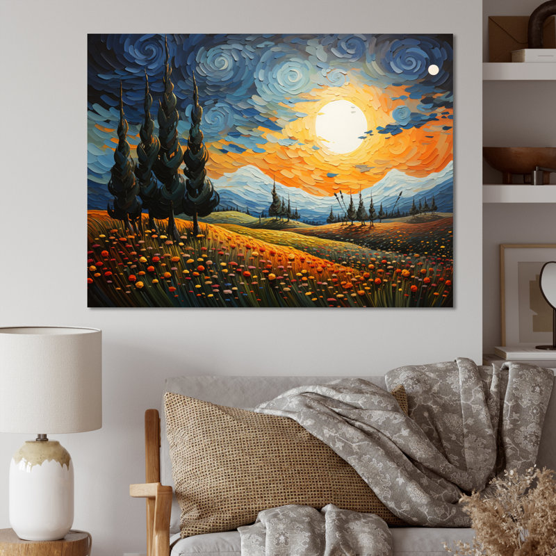 «Vangogh the Swaying Cypress IV» par Vincent Van Gogh - peinture sur toile, Toile tendue, H 24 po x l 32 po x P 1 po