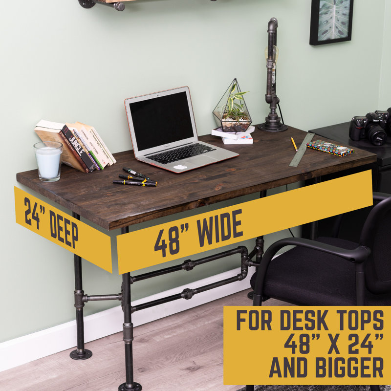 Heavy Duty Industrial Black Steel Pipe "O" Design Desk Kit