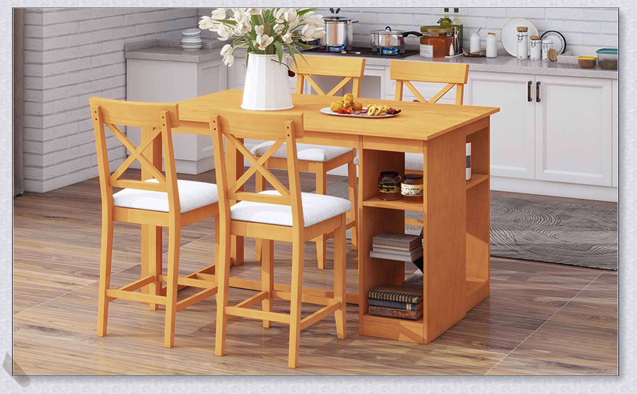 Ophelia & Co. 60Lx30W Solid Wood Farmhouse Counter Height Dining Table ...