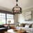 5-Light Industrial Drum Chandelier with Wood Accents