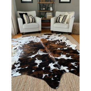Tapis en cuir de vache tricolore