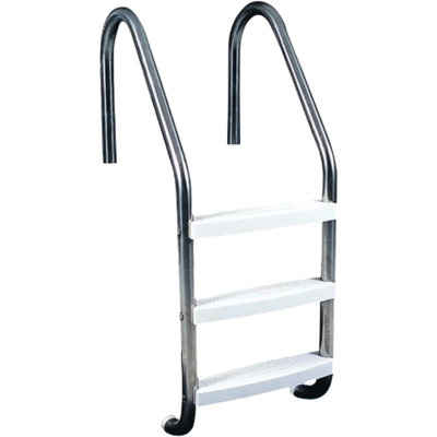53" Silver And White Three Step In-Ground Swimming Pool Ladder