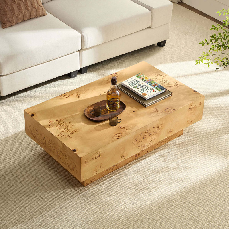 Table basse en placage de bois, table rectangulaire de style Mid-Century moderne