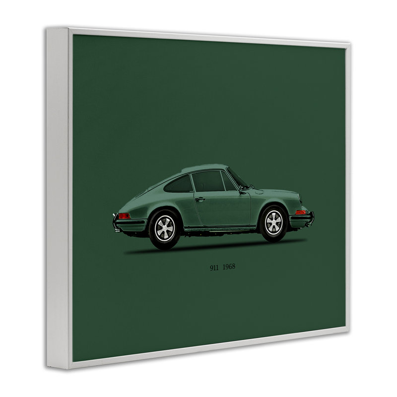 Giclée encadrée de voiture classique aux tons verts, design par Mark Rogan, Giclée encadrée blanc bord de mer
