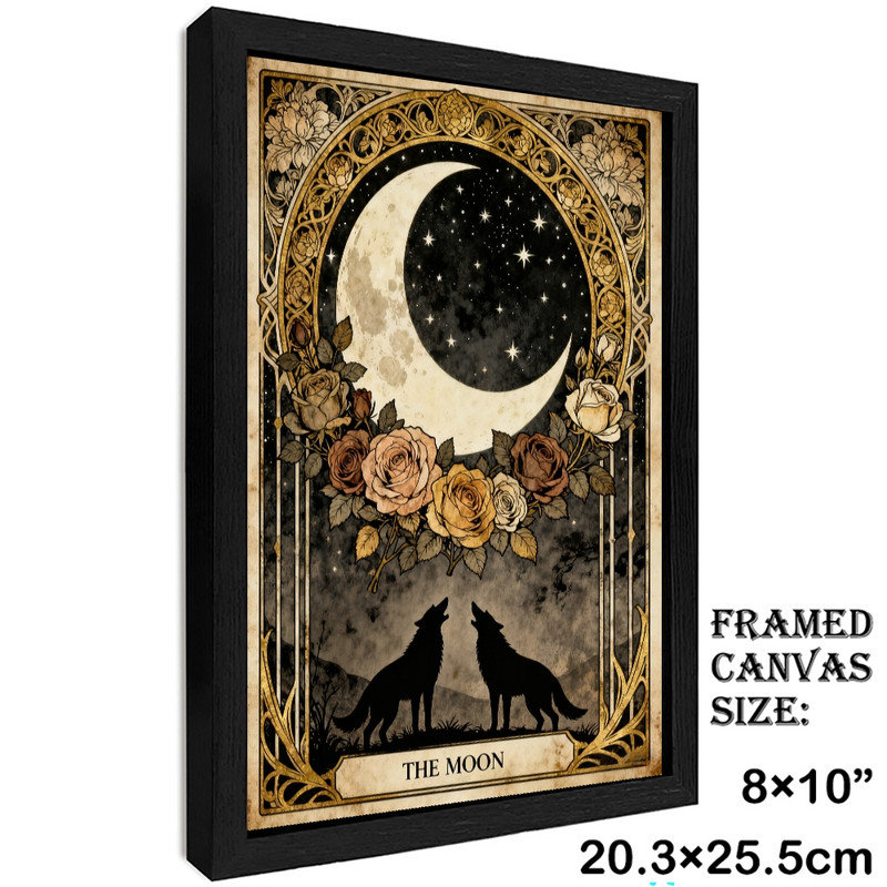 Art mural noir encadré noir «The Moon Tarot» - Art nouveau, H 11 po x l 9 po