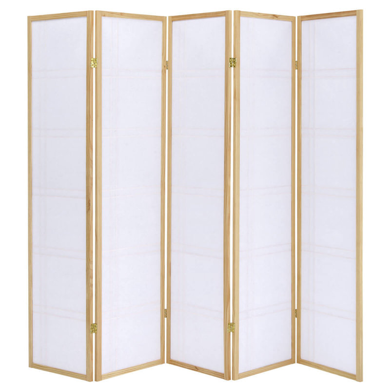 5 Panels Room Divider Privacy Screen Lattice Design, Natural