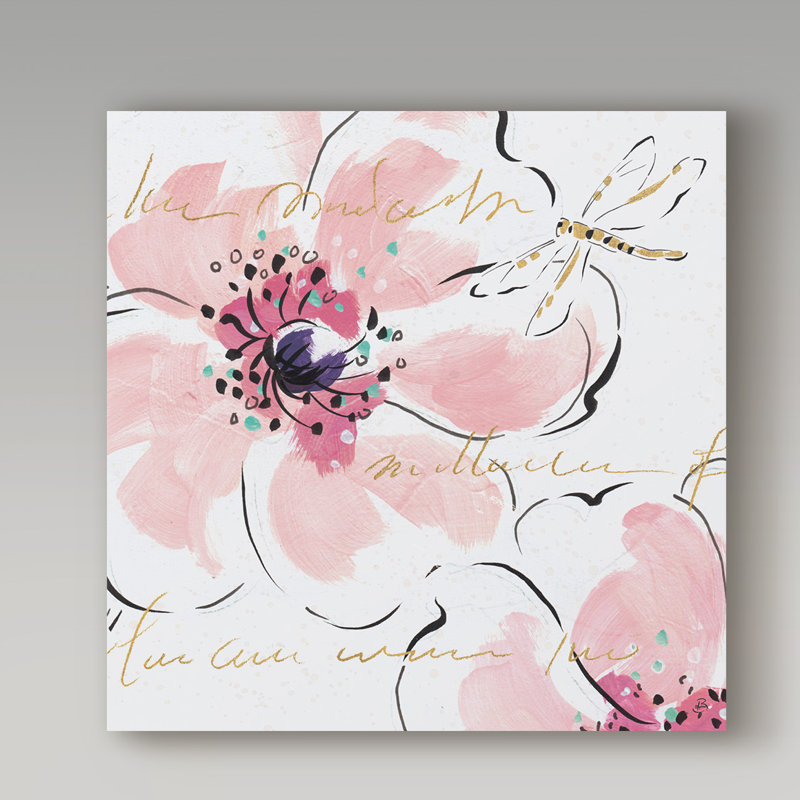Wrapped Canvas Wall Art - Daphne Brissonnet 'Simply Pink Ii' Wall Art for Living Room, Bedroom, or Office Décor - 24x24