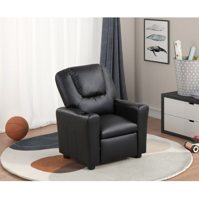 Bianco Kids Recliner Chair with Cupholder PU Leather