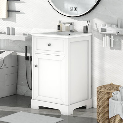 20" Bathroom Vanity With Sink, Bathroom Cabinet With Soft Closing Door, Storage Rack And Adjustable Shelve