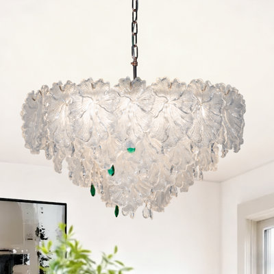 Lustre en cristal de luxe à quatre niveaux de style français avec luminaire suspendu en verre pour salle à manger et salon