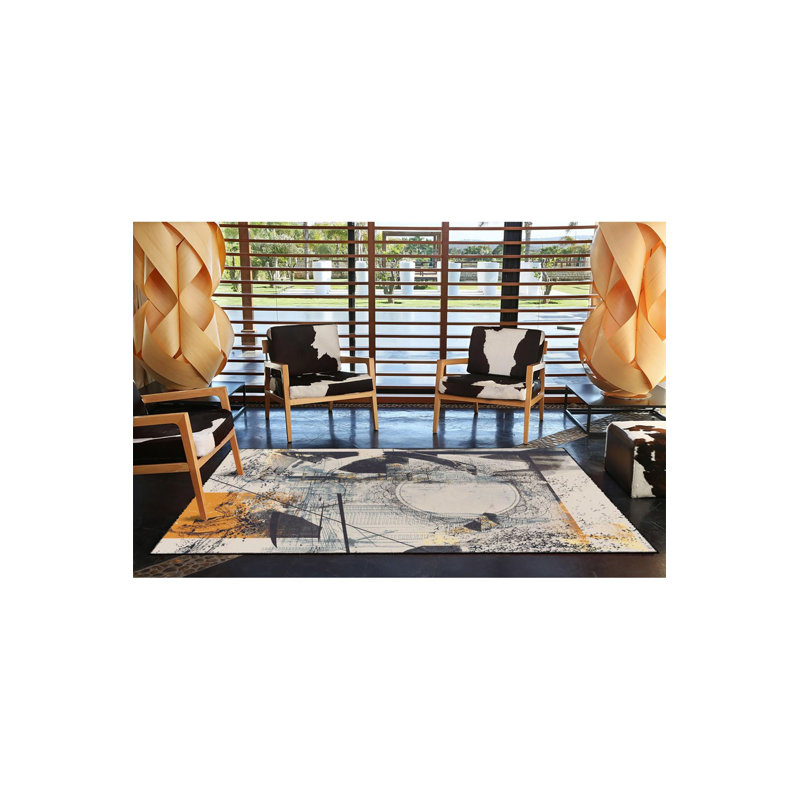 Modern Themed Woven Base Washable Rug, Rectangle 2'4" x 3'11" Rug Pad Included
