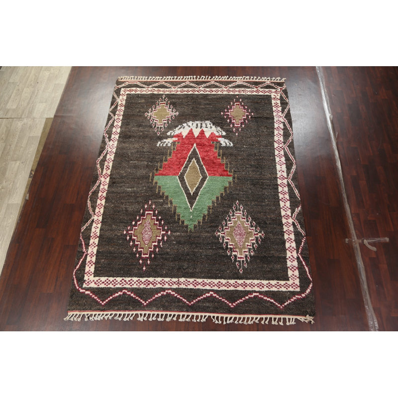 Tapis tribal marocain en laine noué à la main 8 x 11