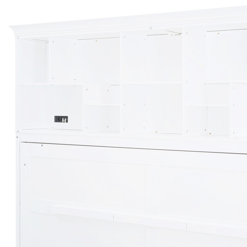 Grand lit mural blanc avec et tablettes, économisant de l'espace efficacement - Capacité d'économie pour les matelas confortables