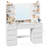 43.5" W Makeup Table With Charging Station, Vanity Desk With Lighted Mirror And 9 Drawers, Tool-Free Rail Assembly