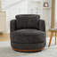 Fauteuil d'appoint pivotant en chenille de 33,8 po de largeur avec appui-tête réglable et anneau décoratif en bois-133582538