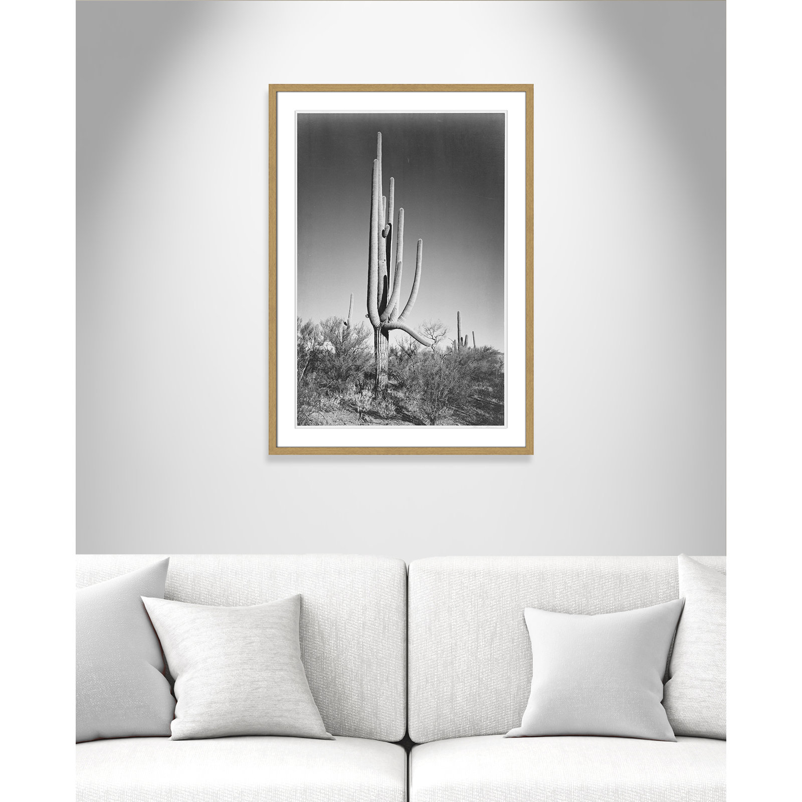 Saguaro National Monument Print by Ansel Adams, 35.5" H x 25.5" W x 0.75" D, Natural