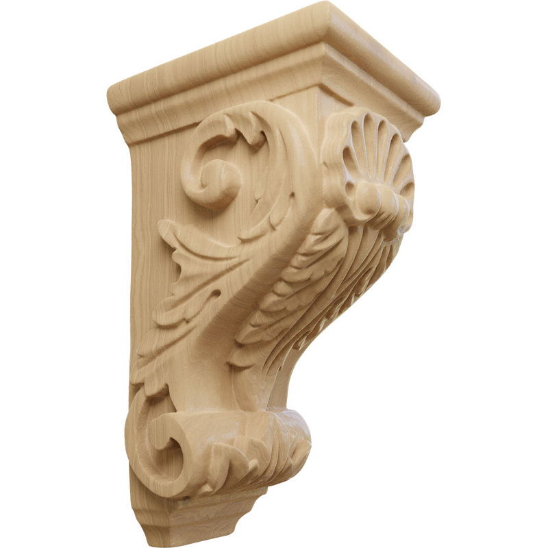 3 1/2"W x 4"D x 7"H Small Shell Corbel, Cherry, Cherry
