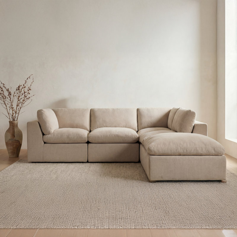 Cates Dream Modular Sectional Dark Green, Beige Polyester