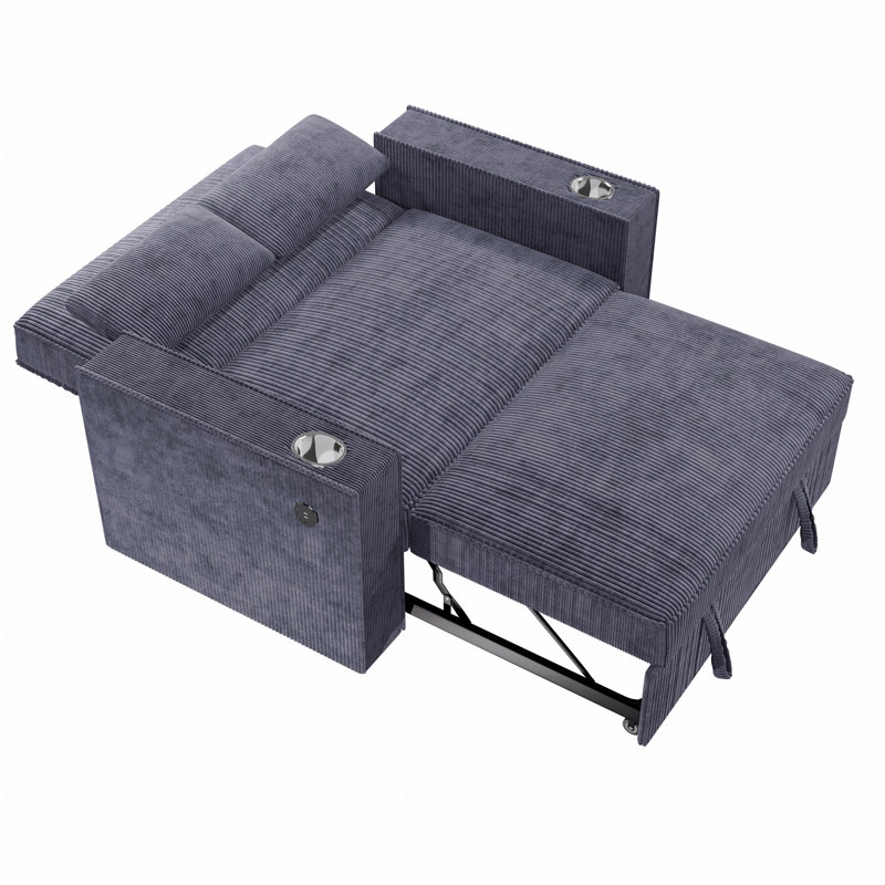 Canapé convertible en Corduroy, Gris foncé
