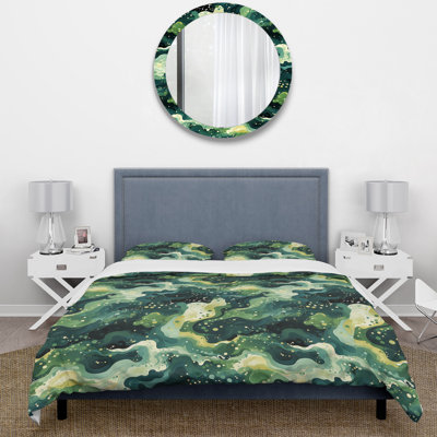 Green Celestial Aura Camouflage Camouflage Duvet Cover