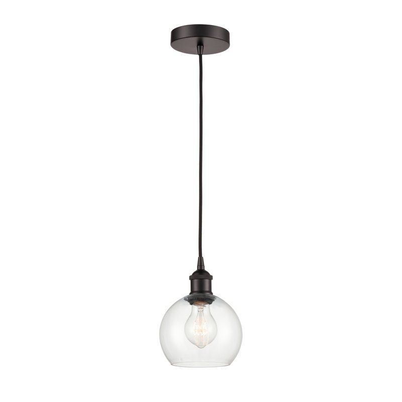 Luminaire suspendu simple à 1 lumière Ralph, Transparent, H 8,88 po x l 6 po x P 6 po, Bronze huilé