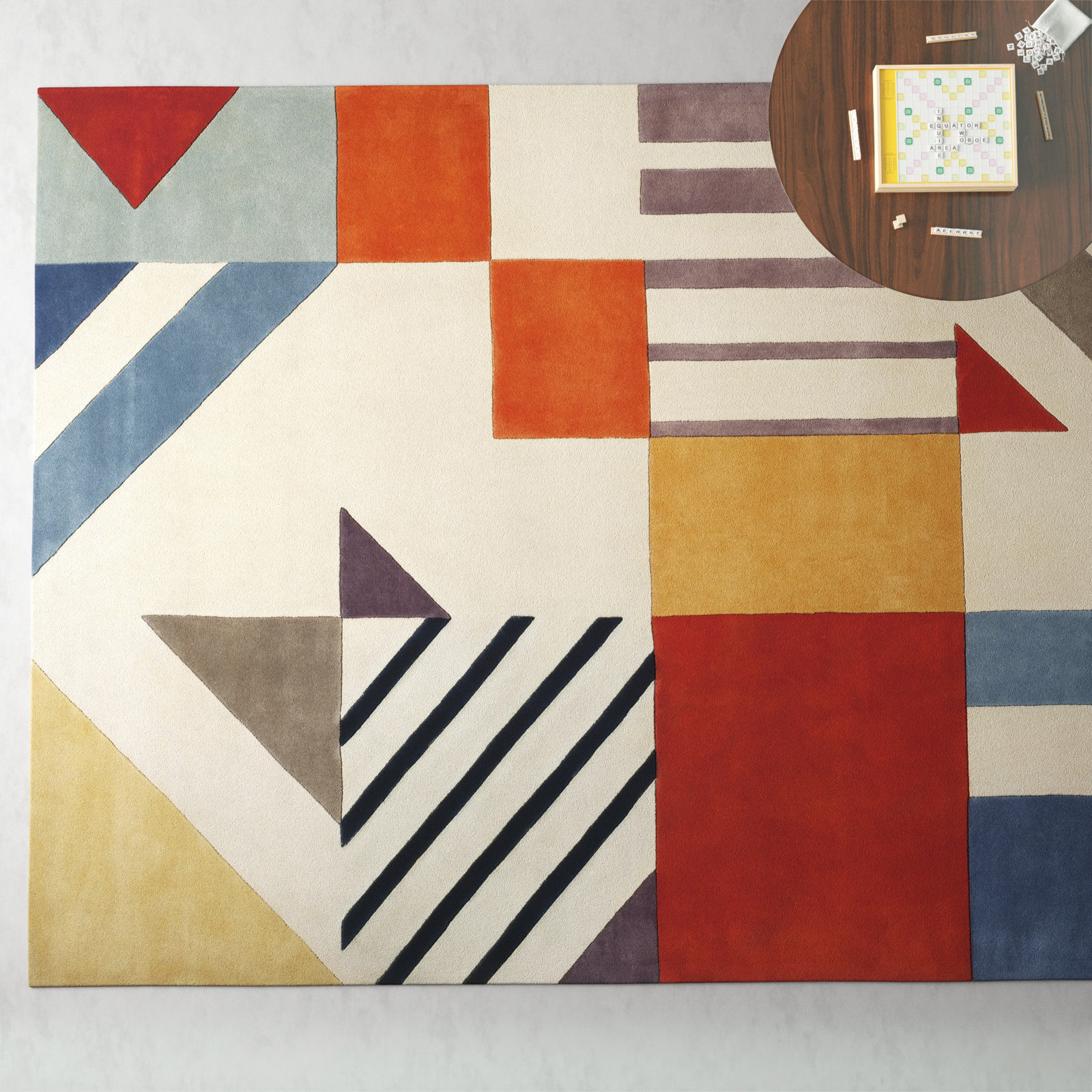 Tripoli Hand Tufted Wool Ivory/Multi Rug, Rectangle 11' x 15'