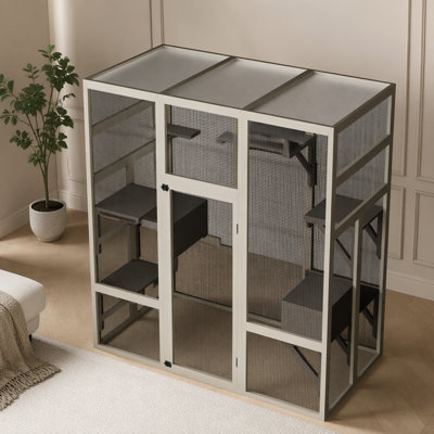 Grande maison pour chat d'extérieur en bois avec 7 plateformes et toit imperméable
