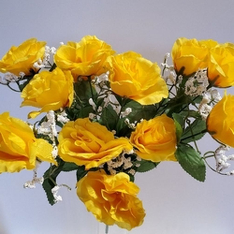 Fabric Rose Arrangement, Bright Yellow