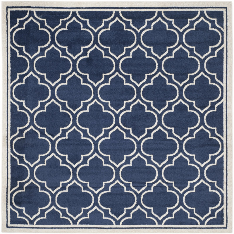 Ammundsen Geometric Navy/Ivory Area Rug, Square 7'