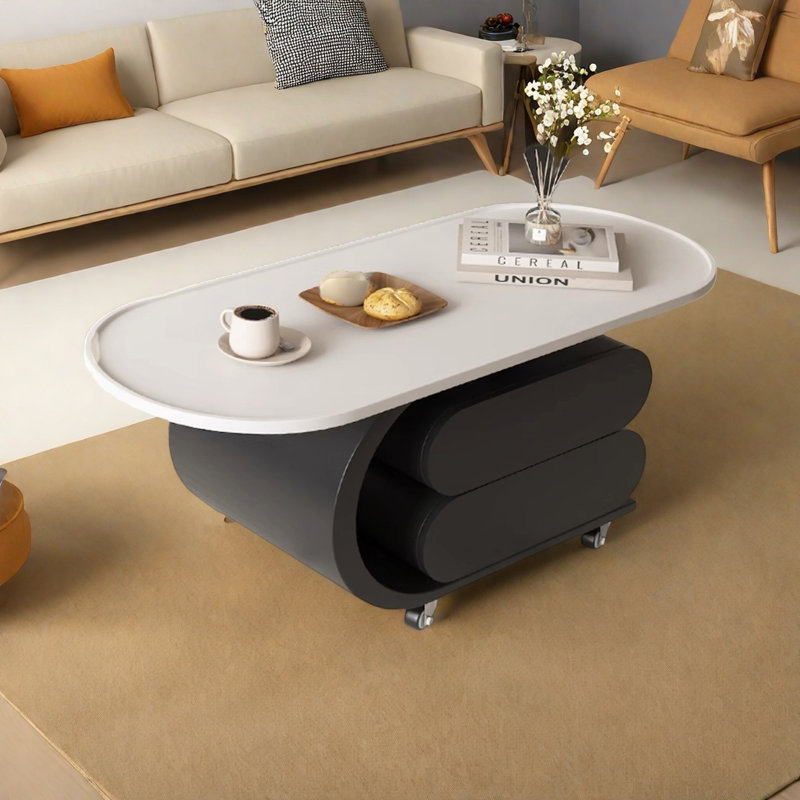 Table basse légère et portable, H 19,7 po x L 35,4 po x l 17,7 po, Blanc, Black