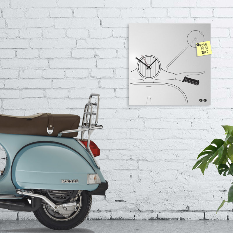 Edlohman Metal Wall Clock, White/Black