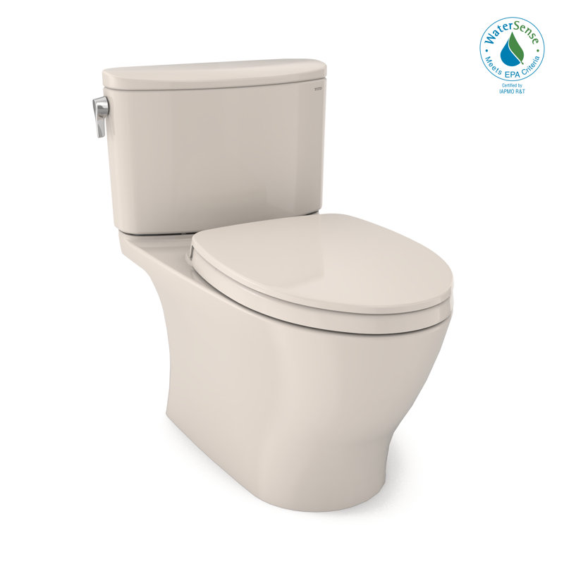 Aquia® IV Dual-Flush Elongated Two-Piece Toilet (Seat Included), Sedona Beige, Left