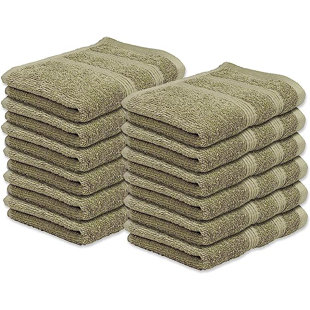Kaufman - Premium Washcloth (13x13 Inches) 100% Cotton Ring Spun, Highly Absorbent, Durable (Set of 12)