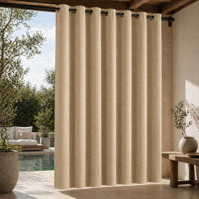 1 Panel Flannelette Waterproof Blackout Outdoor Curtains for Patio/Pergola/Porch