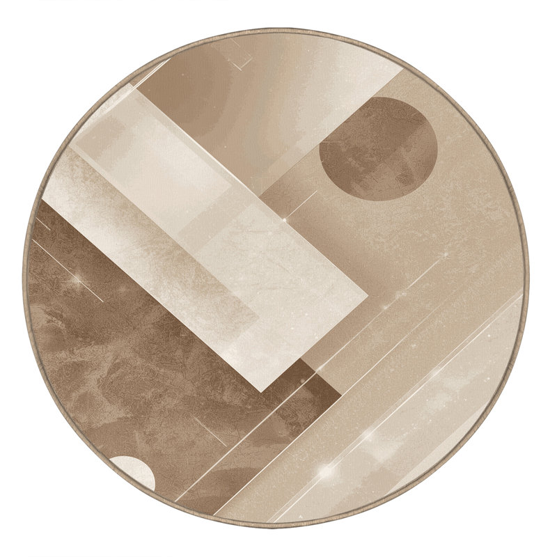 Tapis beige moelleux moelleux et doux Adlai, Rond 5 pi