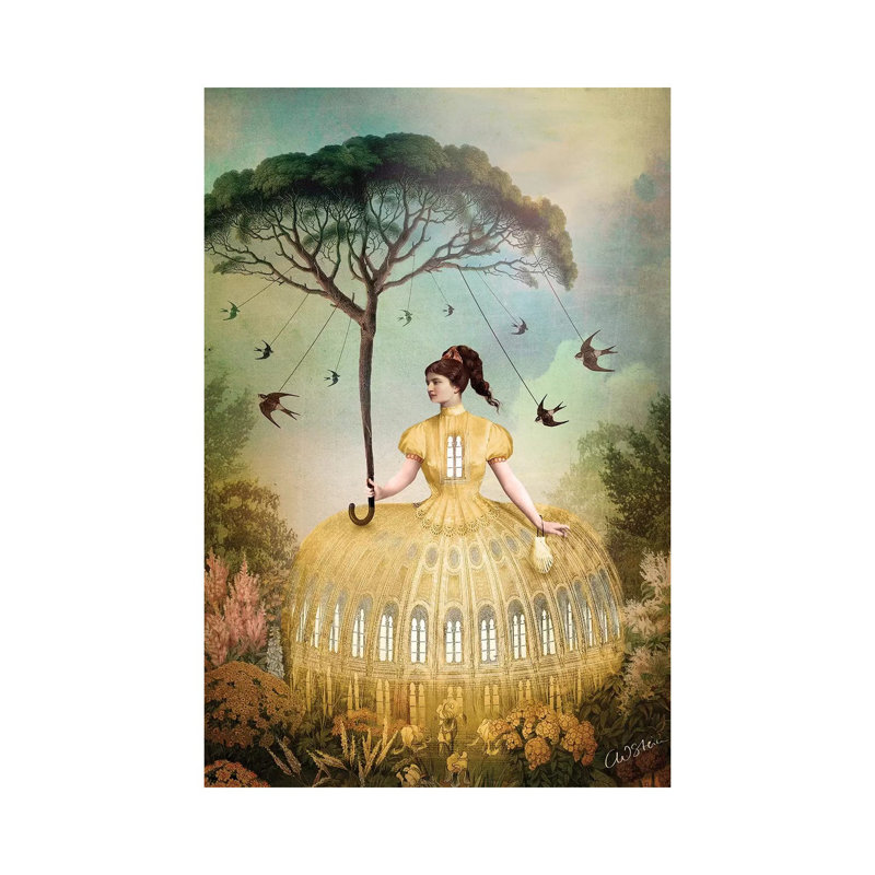 «The Bird Keeper» par Catrin Welz-Stein - impression d'art graphique, H 40 po x l 26 po x P 1,5 po, Toile tendue