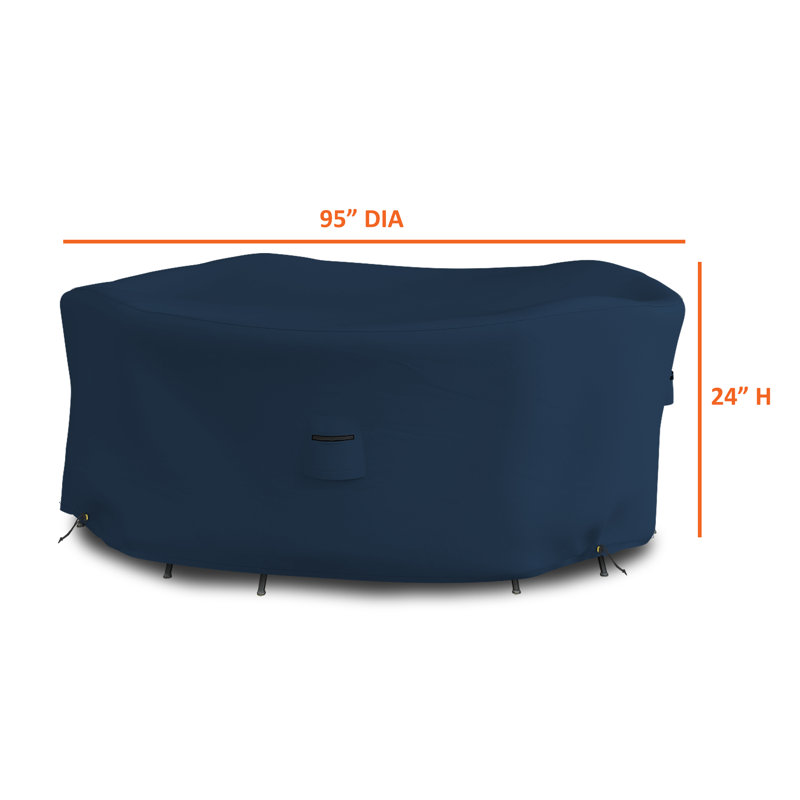 Housse robuste pour table ronde et chaise d'extérieur robuste et polyvalente, H 24 po x l 95 po, Bleu foncé