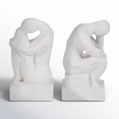 Sagebrook Home Wella Polyresin Thinking Man Bookends Set - Enhance Your Shelves