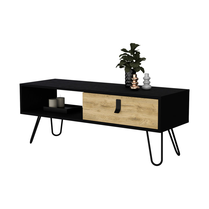 Modern Coffee Table With Black And - Hairpin Legs Functional Space Rectangular Practical Storage