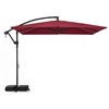 Parasol de patio en porte-à-faux décalé solaire 8 x 8 pi avec rotation à 360 °, manivelle rouge