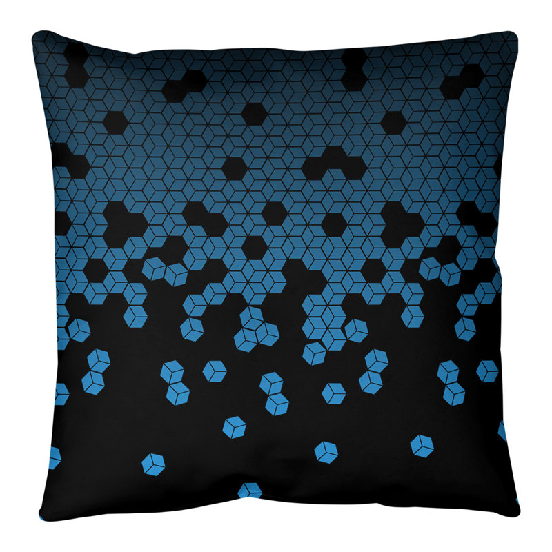 Coussin de sol géométrique Katelyn Elizabeth, 28 po x 28 po, Bleu