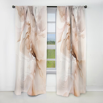 Brown Abstract Delicate Marble II - Abstract Marble Marble Blackout Curtain - 1 Panels