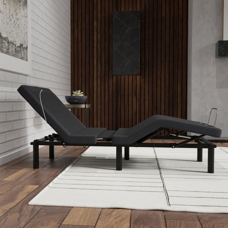 Base réglable simple TG avec zéro, massages et souvenirs programmables, finition gris foncé, télécommande vocale à 16 boutons