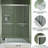 60" Wide And 70" High Aluminum Frame Bypass Bathroom Sliding Door With Double Handle As Towel Rail, - Crash Angle, Mute Rollers, Easy To Install 56 Adjustable Width 8mm & Tempered Glass, Stainless