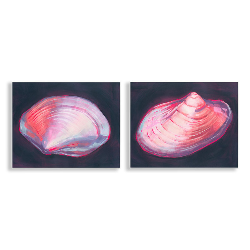 "Pink Clam Shells", ensemble de 2 plaques murales par Grace Popp