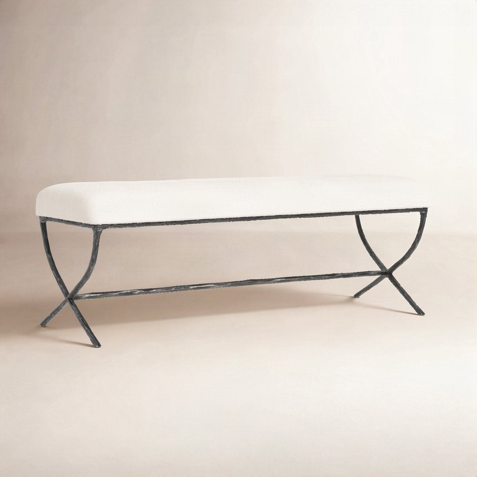 Evelynn 48" Entryway Bench, Black, Ivory