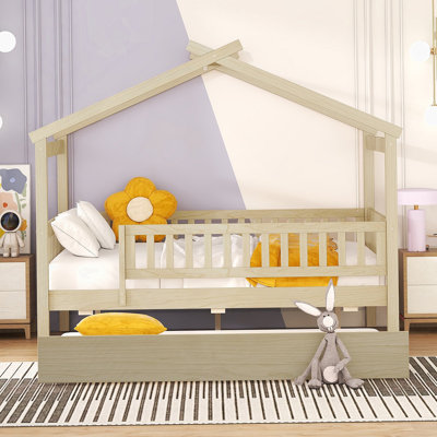 Lit en bois avec lit gigogne simple