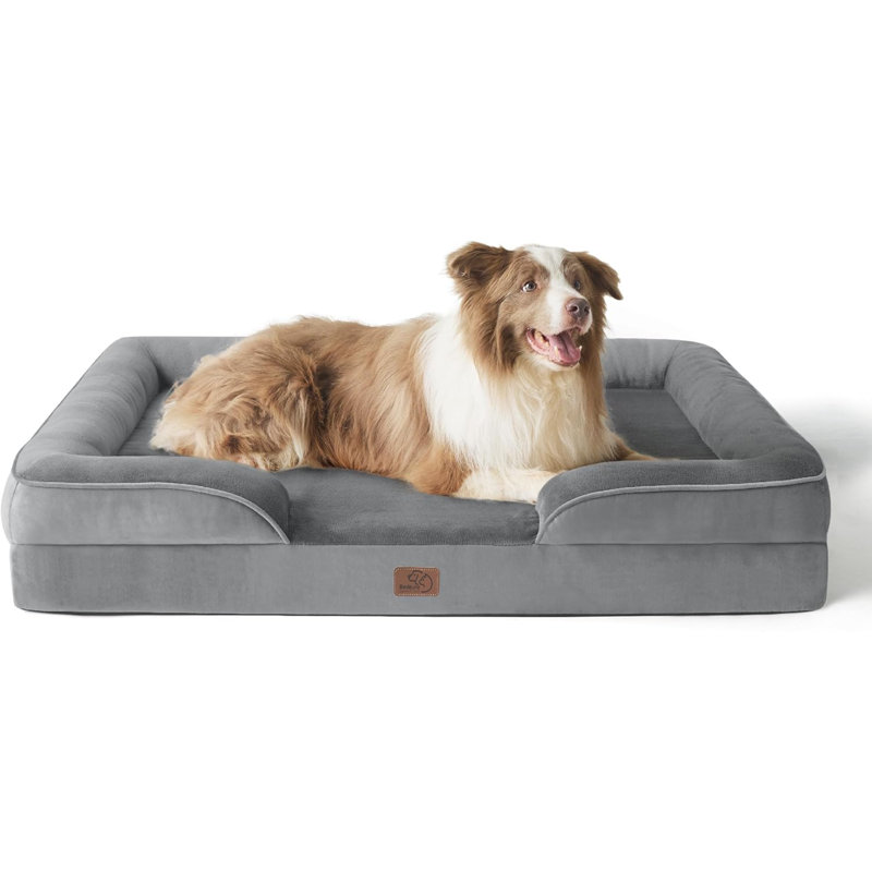 Lit confortable pour chien, H 6,5 po x l 28 po x P 38 po, Gris