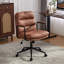 Ergonomic Pu Leather Mid Back Office Chair With 40 Reclining Back, Wheels, Arms, 360 Swivel, Adjustable Height, Brown, Double Sponge Cushion, Ideal For Living Room Entertaining Brown Padded , Swivel
